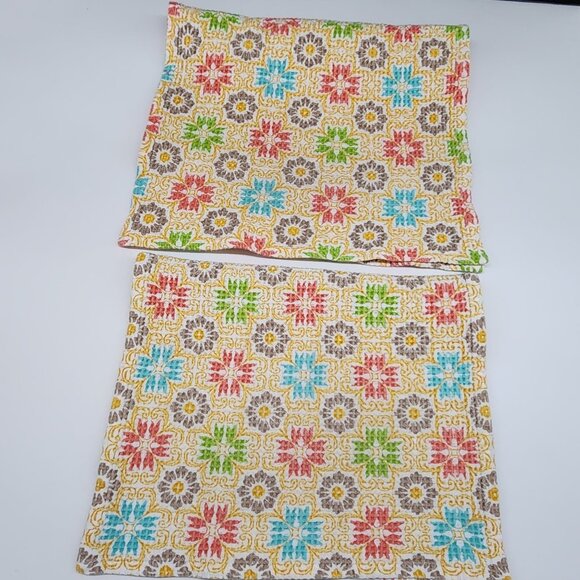 Colorful Waffle Weave Dish Towels 100% Cotton Floral Pattern For Kitchen - Picture 2 of 5